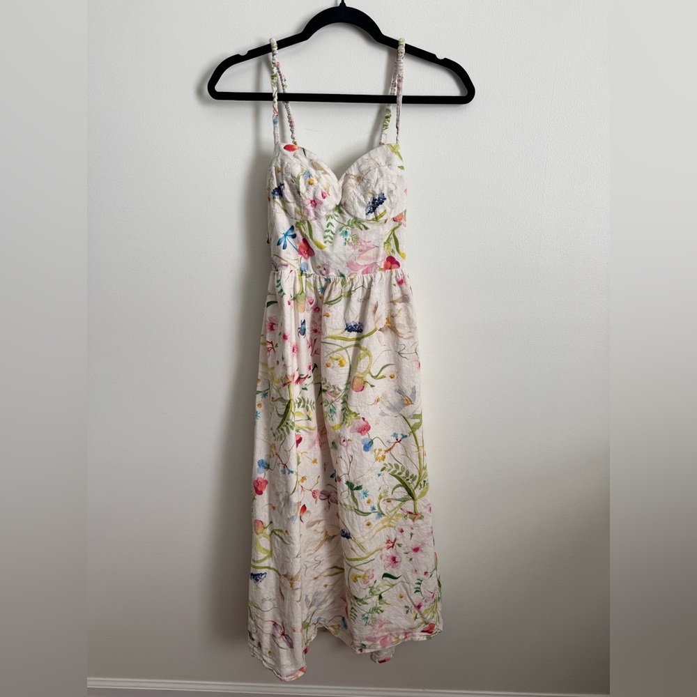 H&M Linen Blend Sweetheart MIDI dress - Picture 3 of 9